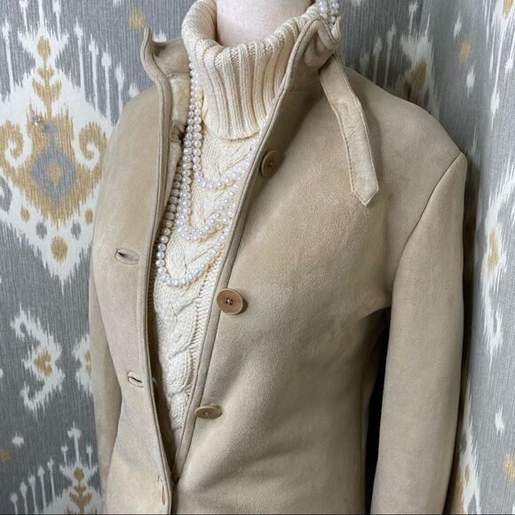 Ralph Lauren Fawn Lamb Shearling & Tortoise Shell Military Inspired Jacket - Picture 5 of 16